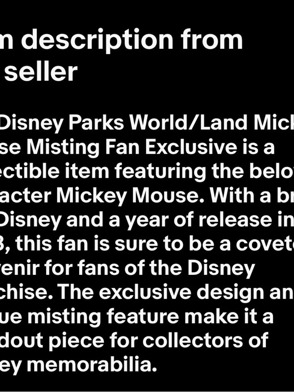 Disney Parks Mickey Ears Misting Cooling Fan New With Tags